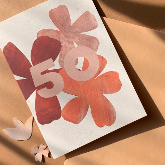 Floral 50th Birthday Card