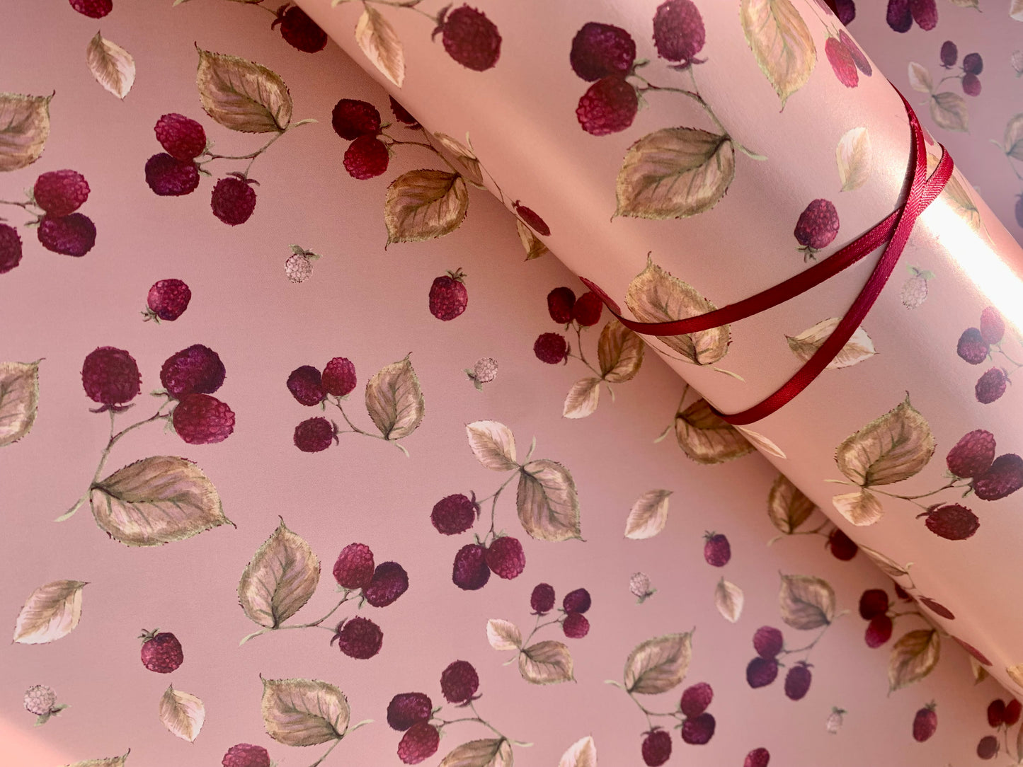 Ditsy Pink Raspberry Wrapping Paper Set