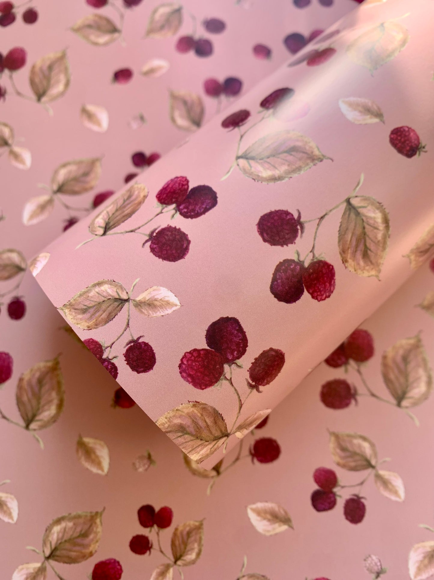 Ditsy Pink Raspberry Wrapping Paper Set