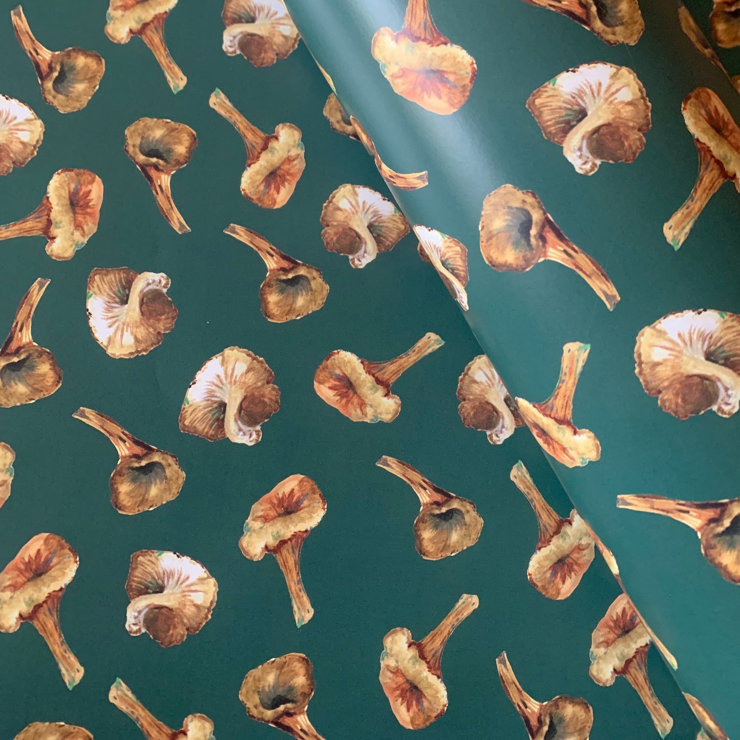 Chanterelle mushroom Christmas wrapping paper set