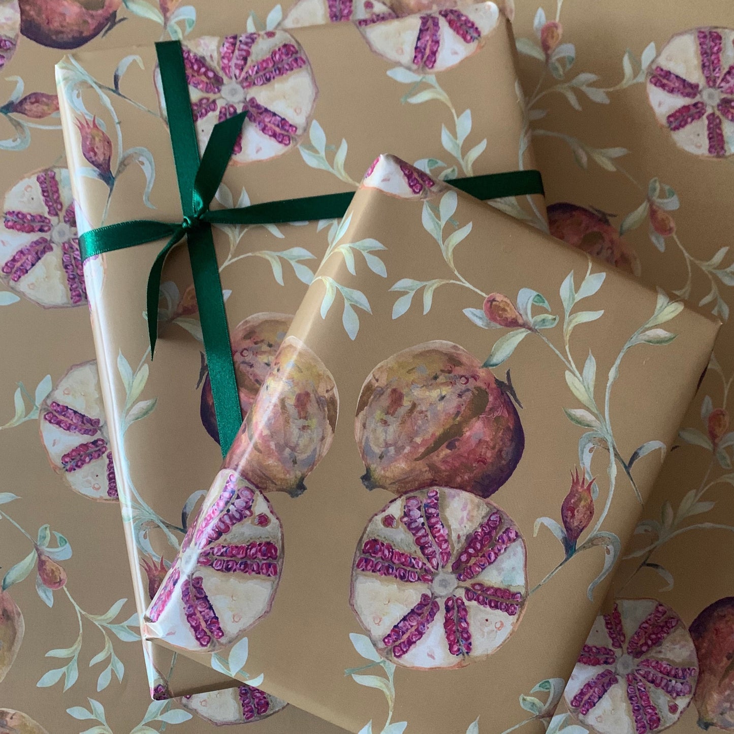 pomegranate botanical wrapping paper