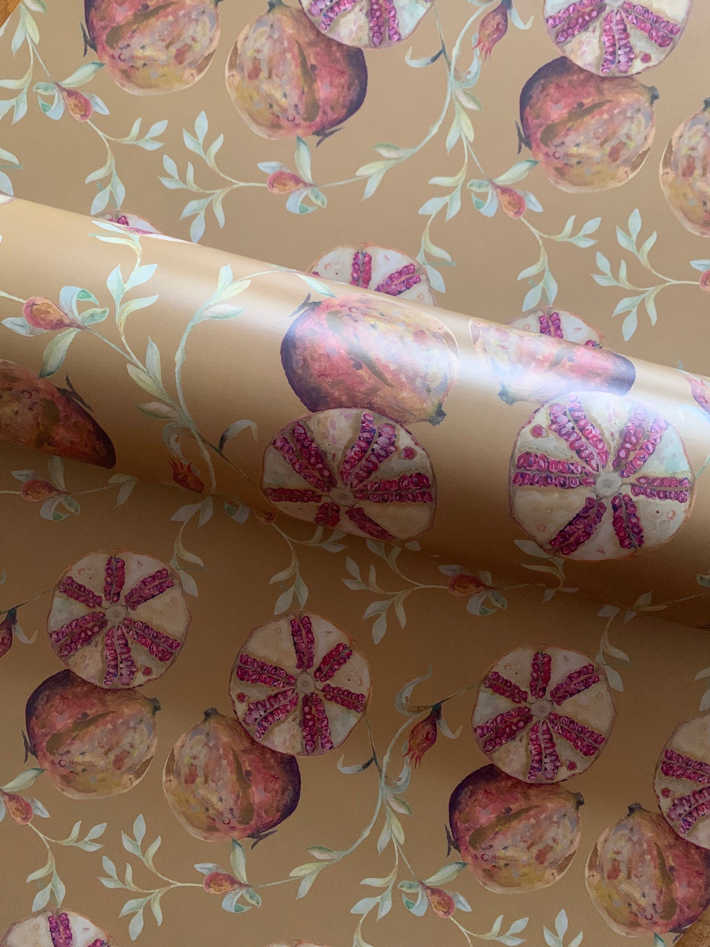 Pomegranate festive wrapping paper set