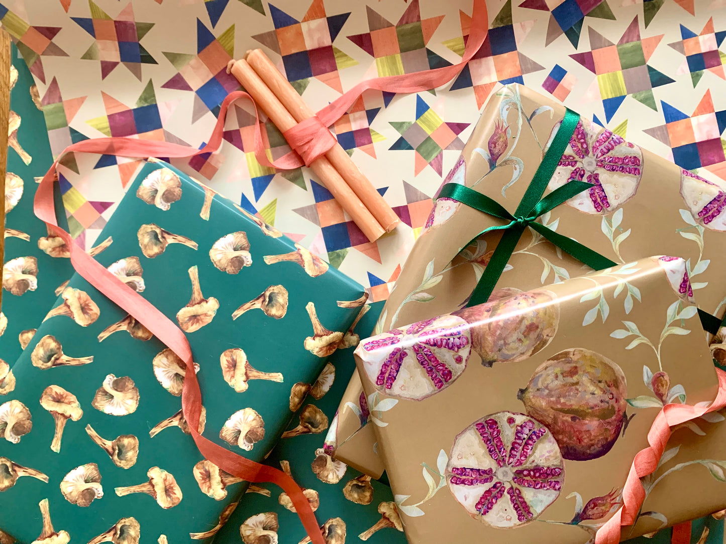 Patchwork print wrapping paper