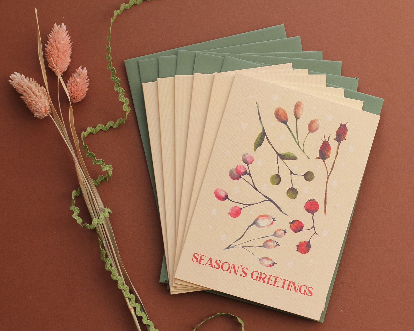 Set of 6 Winter Berries Christmas Cards