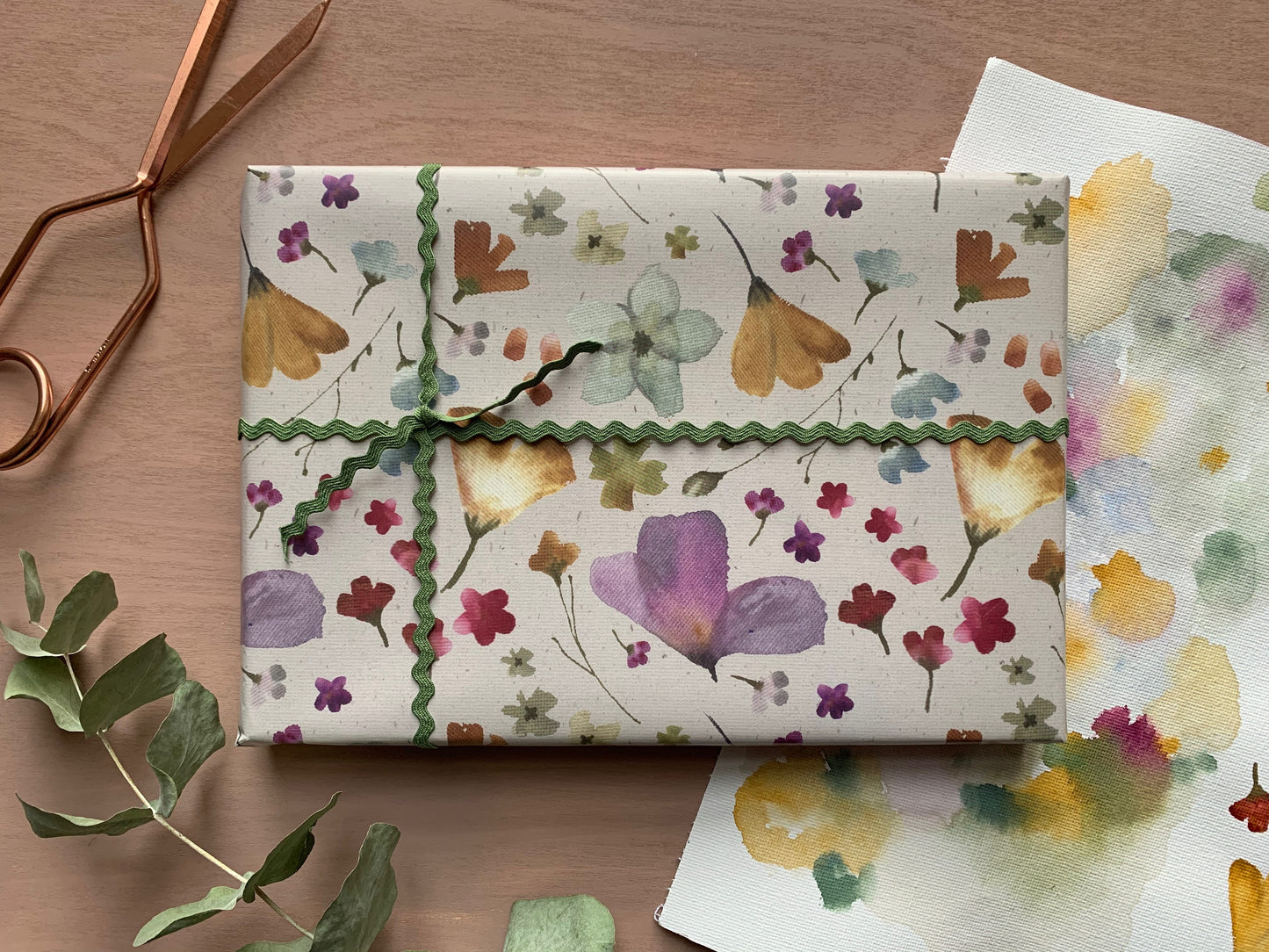 Pressed petal wrapping paper, set of two sheets