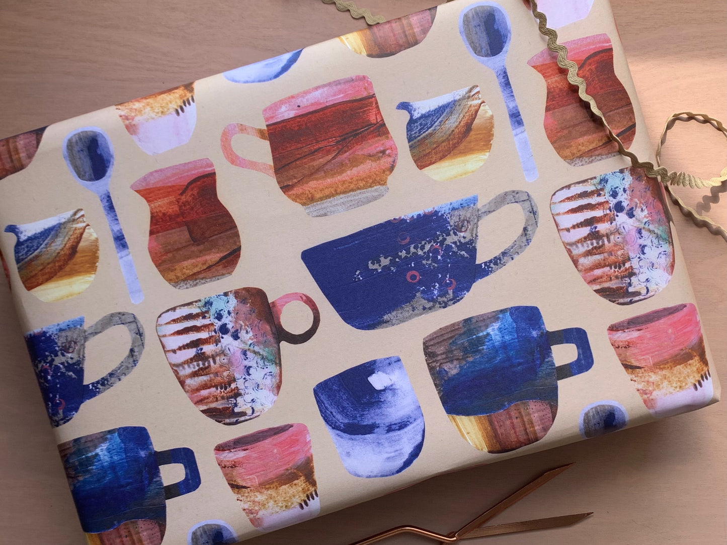 Coffee cup print wrapping paper