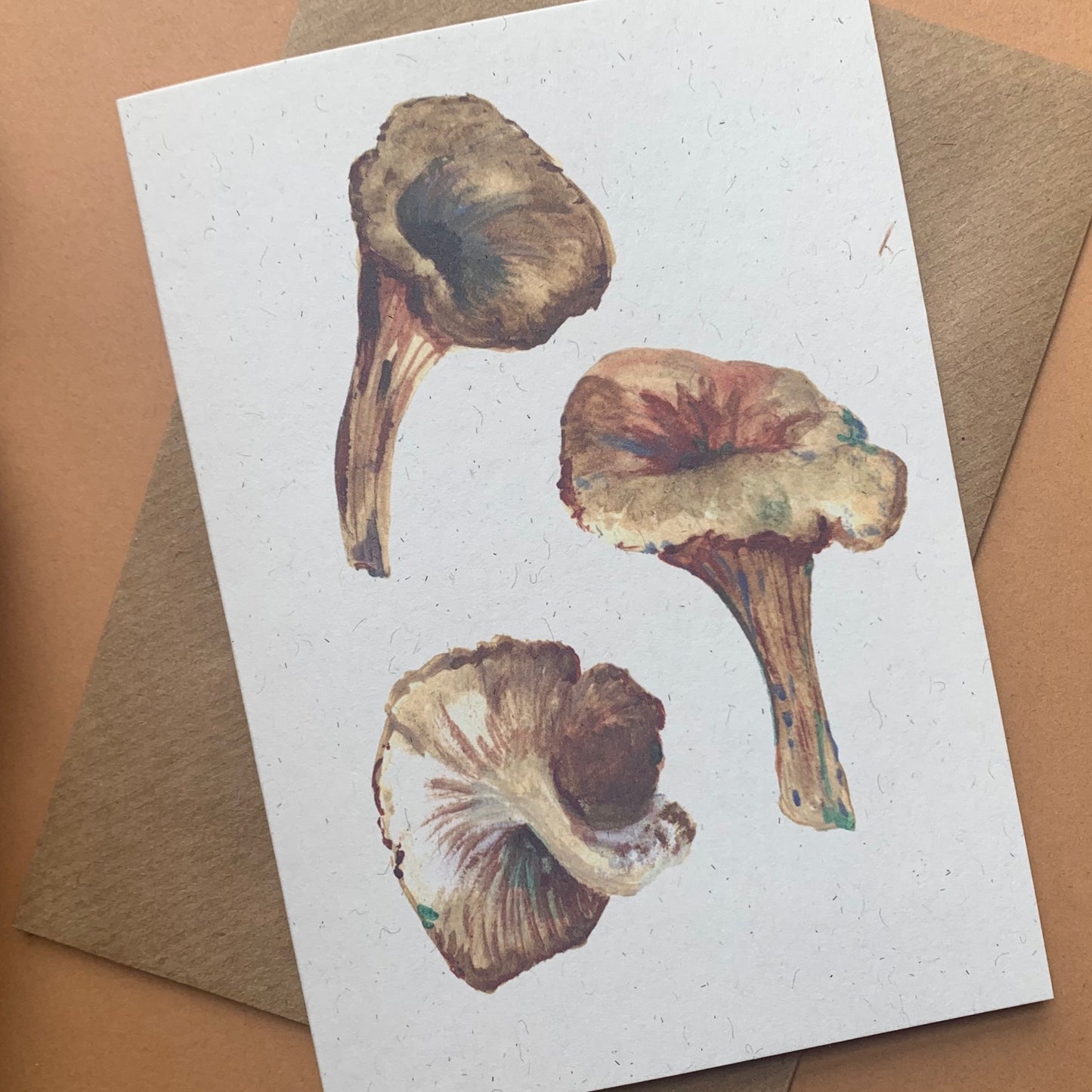 Chanterelle mushroom greetings card