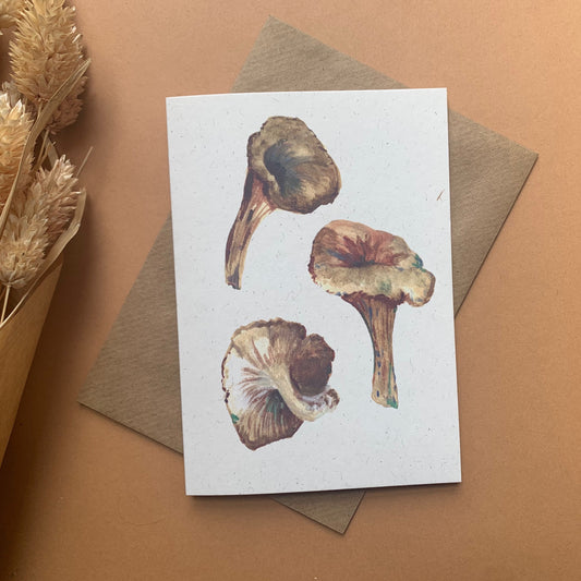 Chanterelle mushroom greetings card