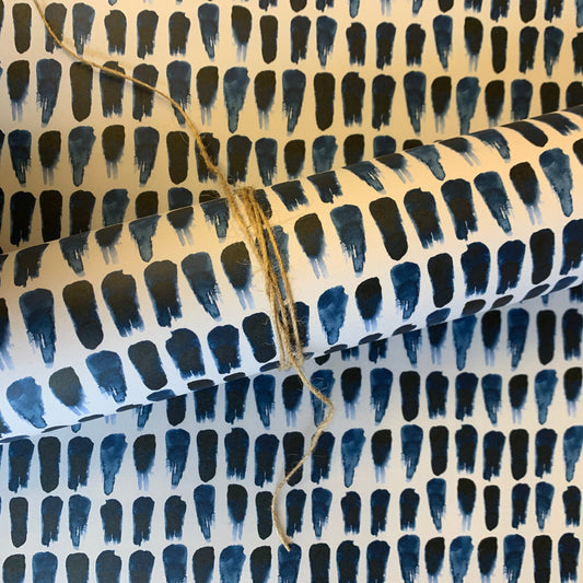 indigo brushstroke wrapping paper