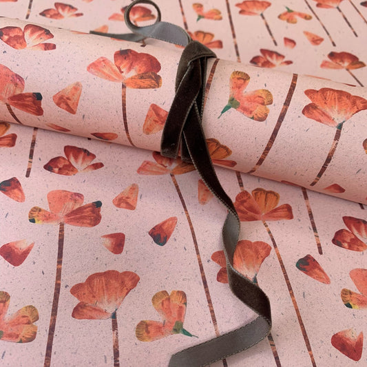 Joyful blooms poppy wildflower wrapping paper