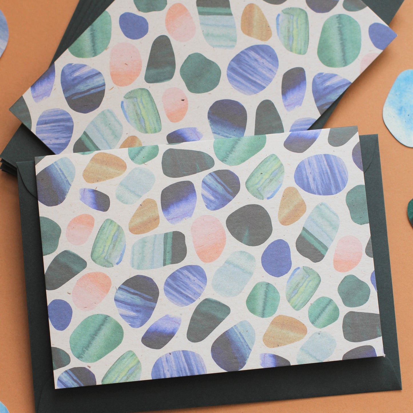 Sea glass print set of notecards and envelopes