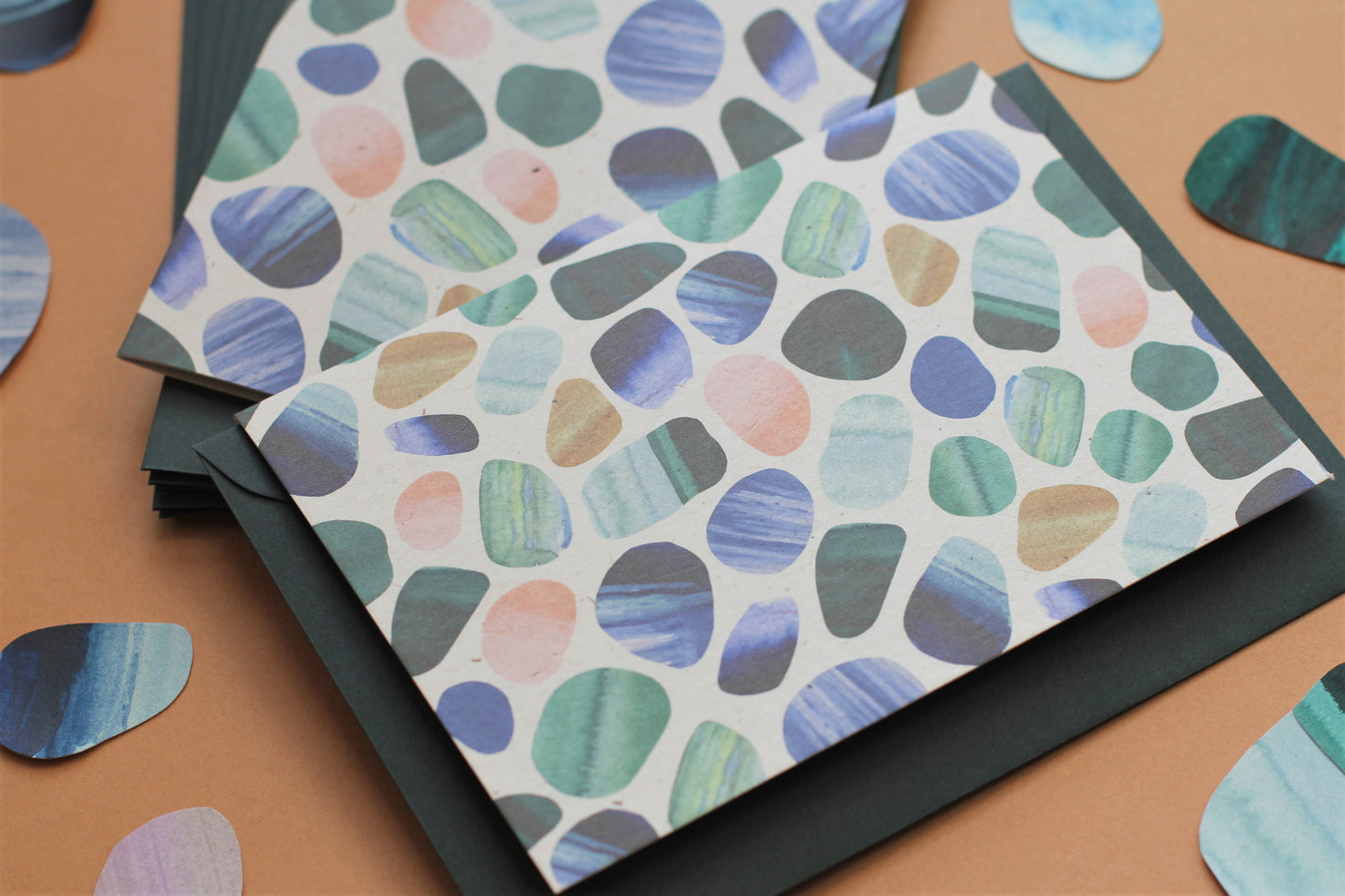 Sea glass print set of notecards and envelopes